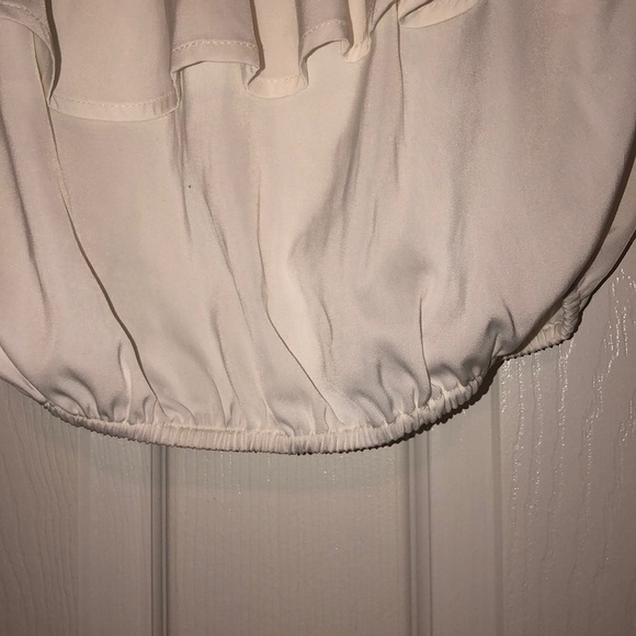 White Ruffled Off the Shoulder Crop Top - Picture 2 of 3